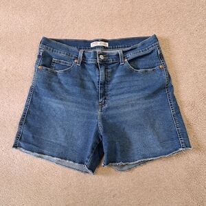 Levi's Signature Denim Shorts Womens Size 12 Blue Heritage High Rise Freyed Hem